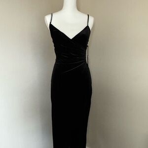 Astr Black Ruched Slip Dress